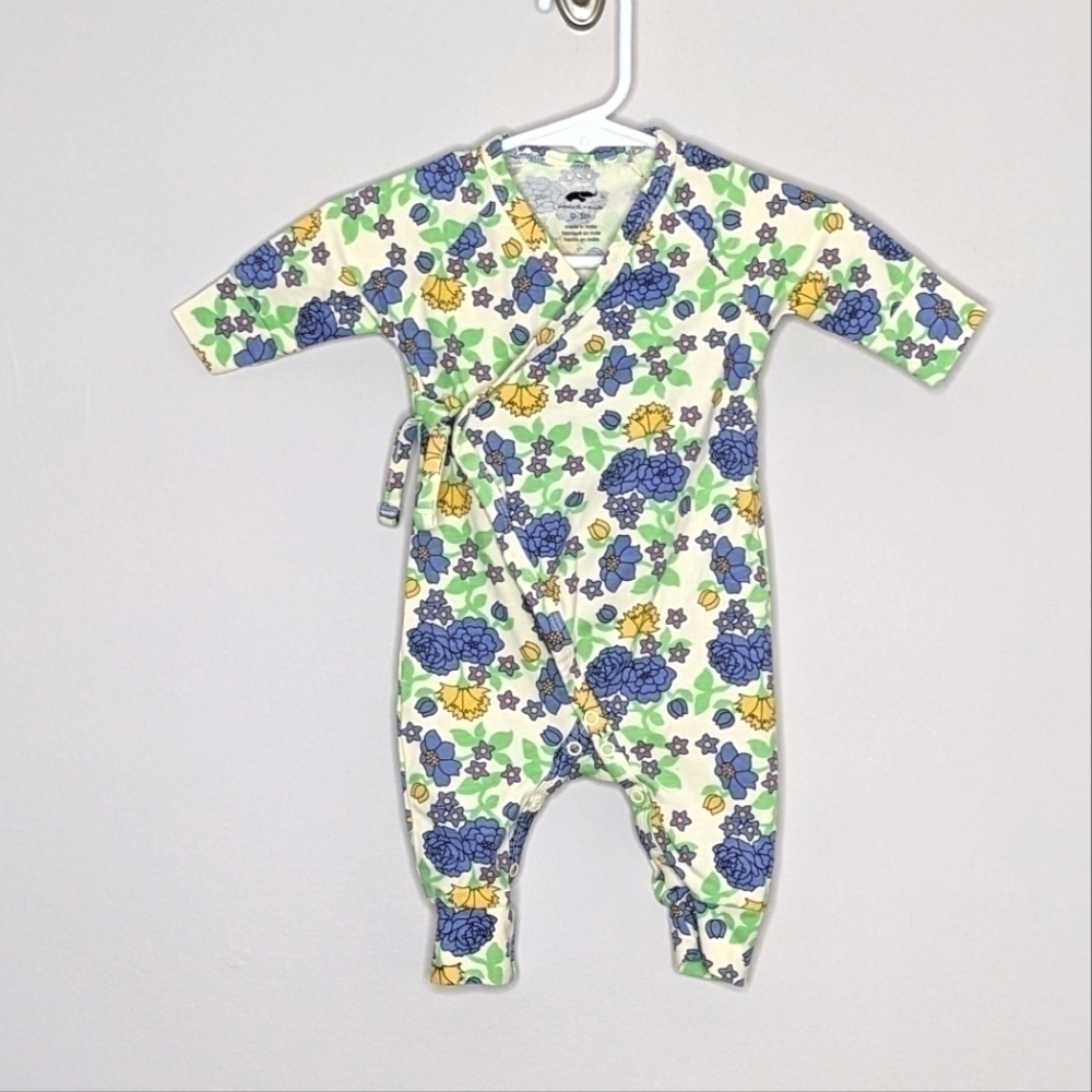 Monica + Andy Organic Floral Flower Onepiece Wrap Romper 0-3m